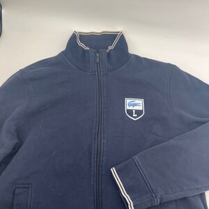 Lacoste Men's Navy Blue Track Jacket Crest Logo Slim‎ Fit Size 6
